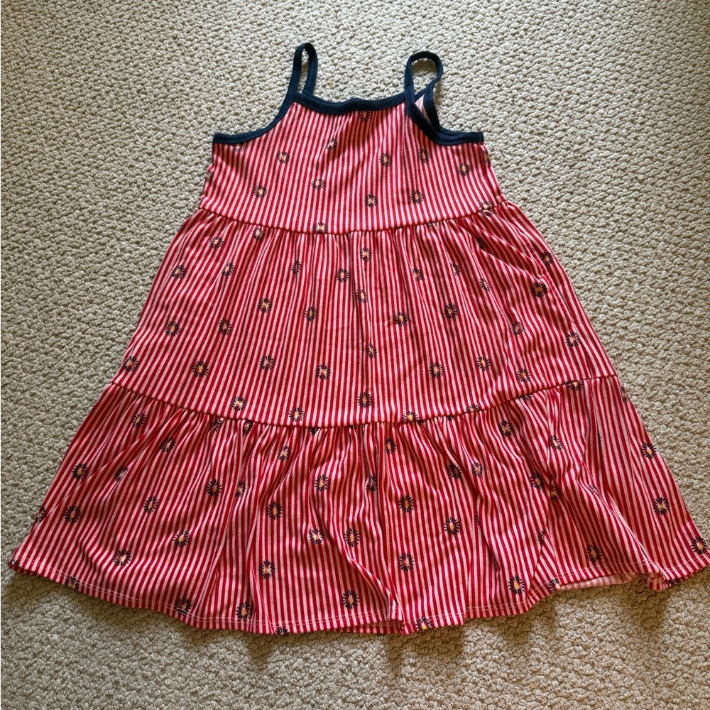 Red Striped Kids Casual Dress
